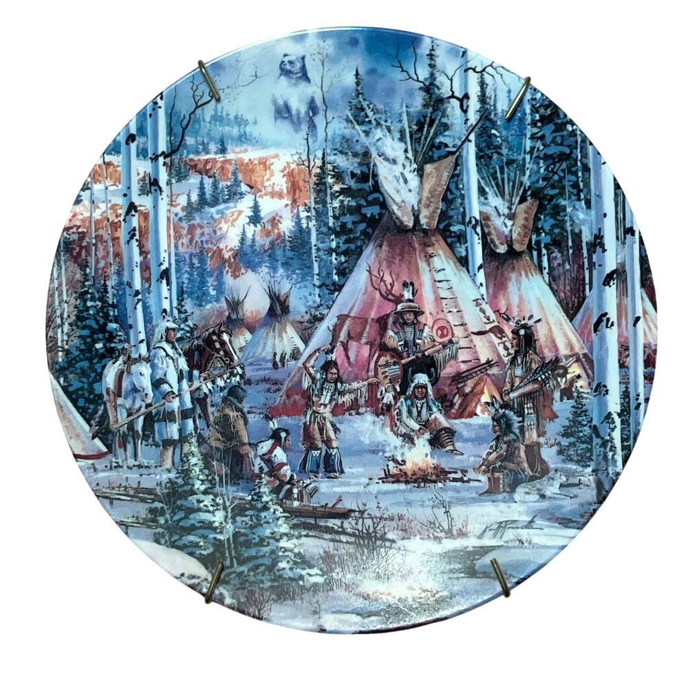 Bradford Exchange Spiritual Guardian Plate Kirk Randle Sacred Circle 1993 Blue